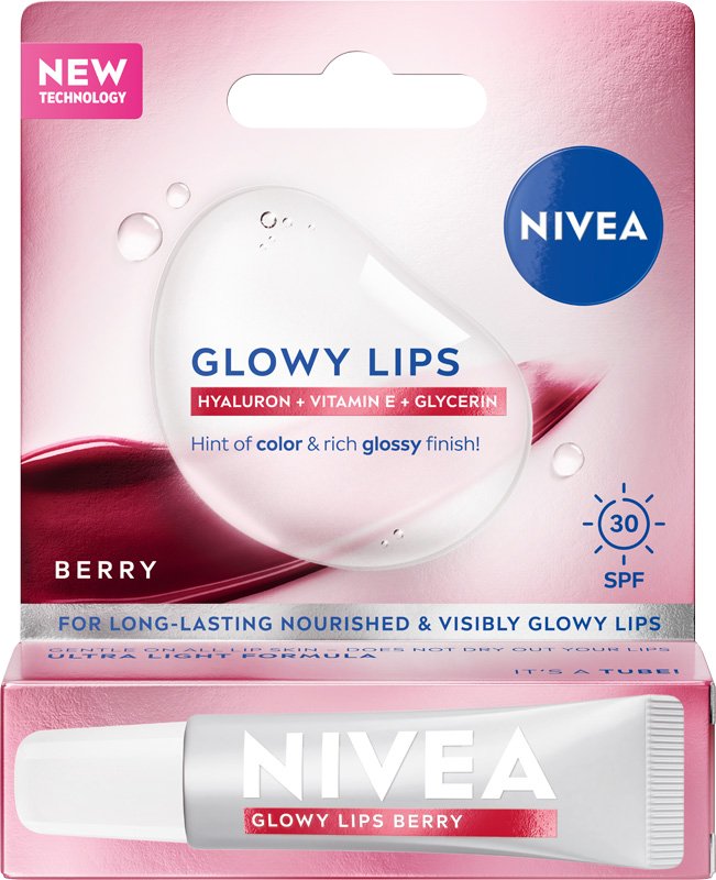 NIVEA Glowy Lips Balsam do ust Berry SPF30, 10ml - Nawilżenie i Blask
