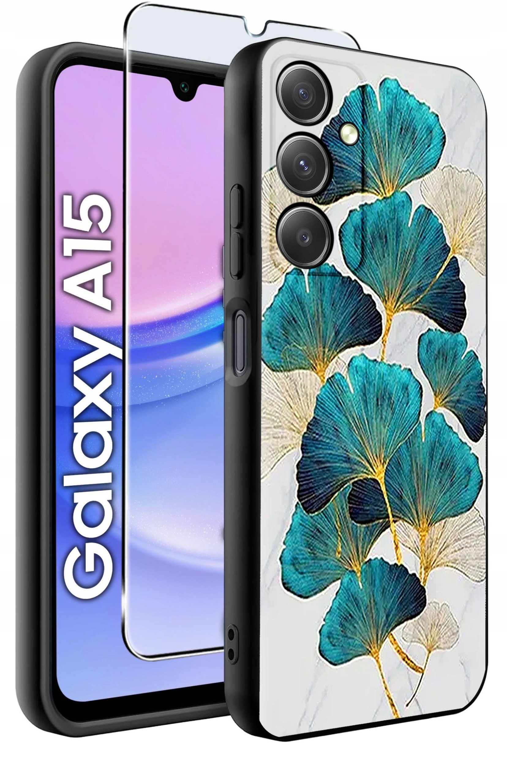 ETUI do Samsung A15 4G | 15 5G WZORY | SILIKONOWE MATT CASE + SZKŁO 9H