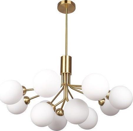 Lampa wisząca Cosmolight Modernistyczna LAMPA wisząca CAPE TOWN P12049BR Cosmolight szklane kule do jadalni mosiądz