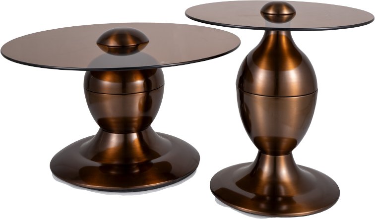 Zestaw stolików CASSIE brąz transparentny/miedziany Signal