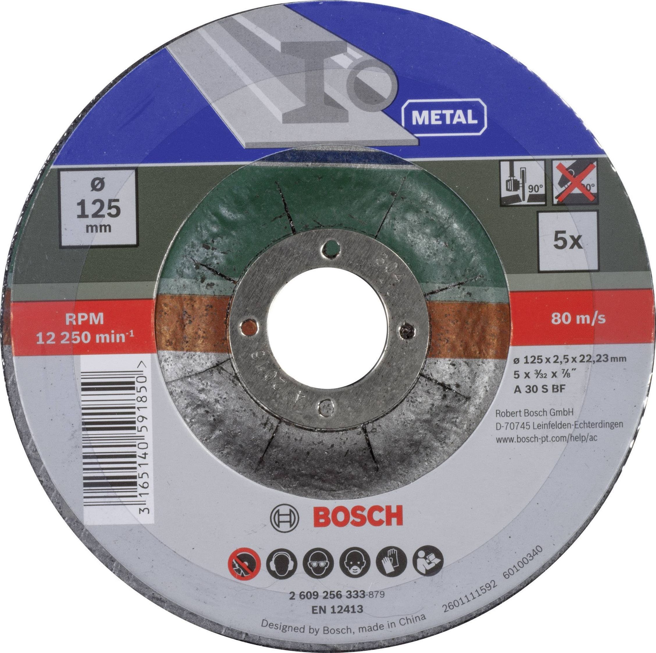 Bosch zestaw tarcz tnących do metalu 125x22,23x2,5 mm 5 sztuk (2609256333)