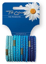 Top Choice Gumki do włosów glitter 12szt nieb 21305