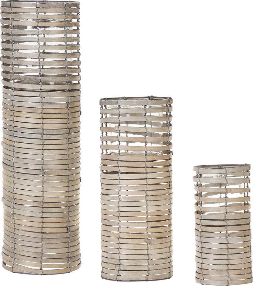 Beliani Zestaw 3 Lampionów jasne drewno Rovare