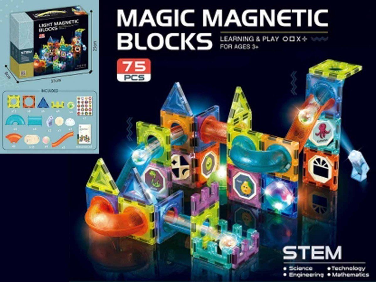 Madej Klocki magnetyczne świecące 75 elementów