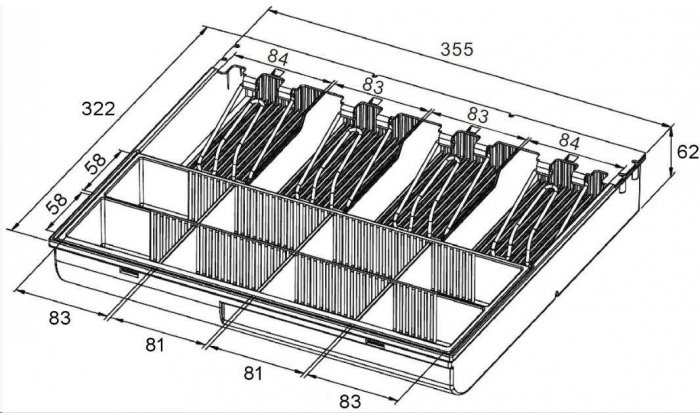 Virtuos Zapasowy Segregator Plastikowy Na Pieniądze 4/8 Do Szuflady S-410