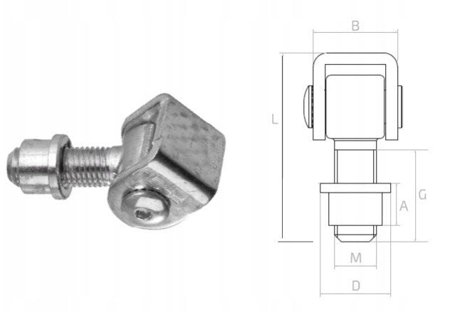 Zawias PSG 61.001 do wspawania - gwint M16