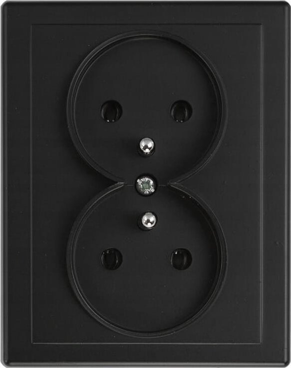 Düwi Gniazdo podwójne z uziemieniem IP20 16A 250V Podtynkowe Czarny mat