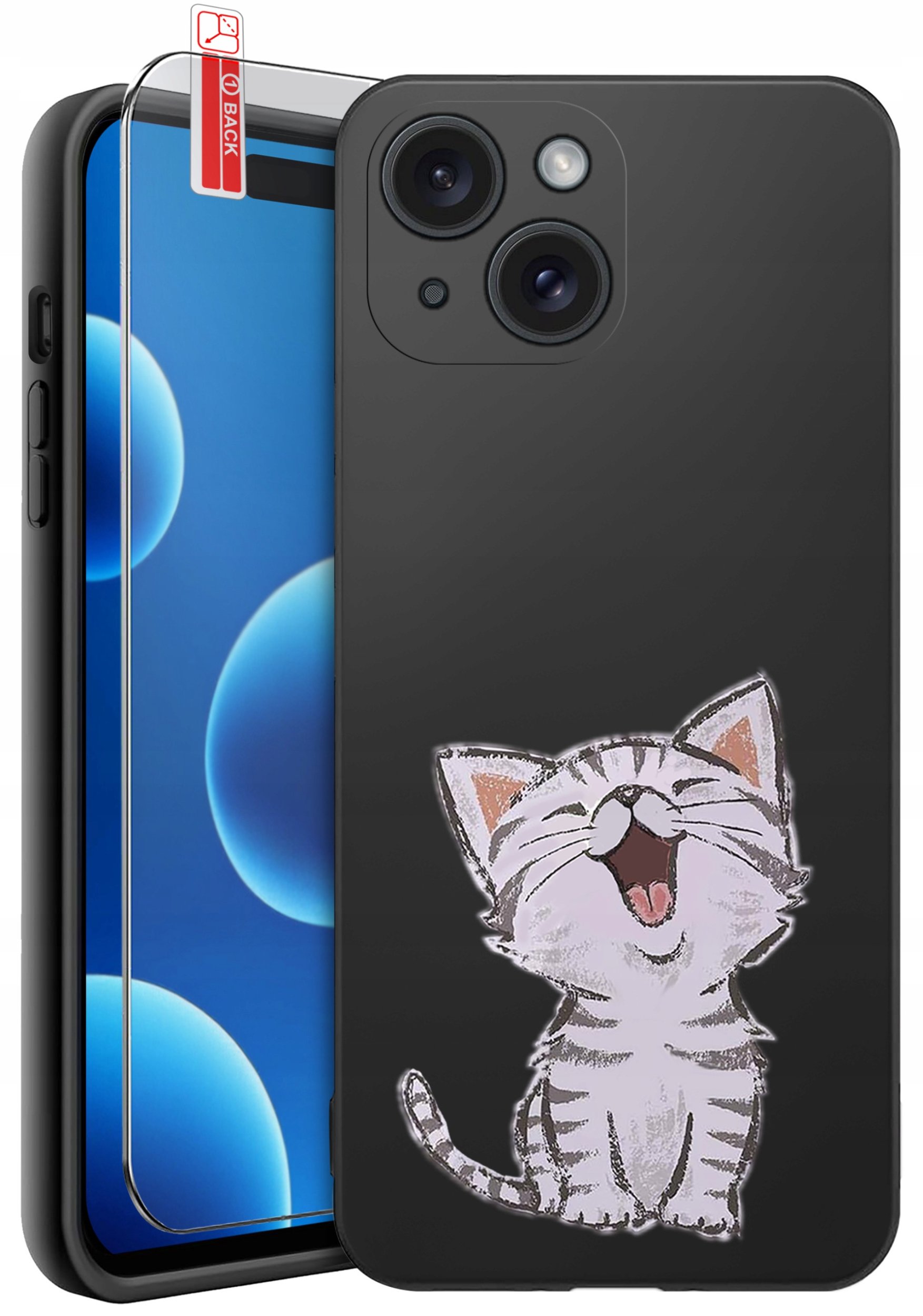 ETUI do iPhone 15 | WZORY | SILIKONOWE MATT CASE + SZKŁO 9H