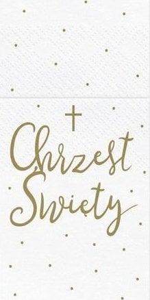 Kieszonka na sztućce biała Chrzest 10x20cm 6szt