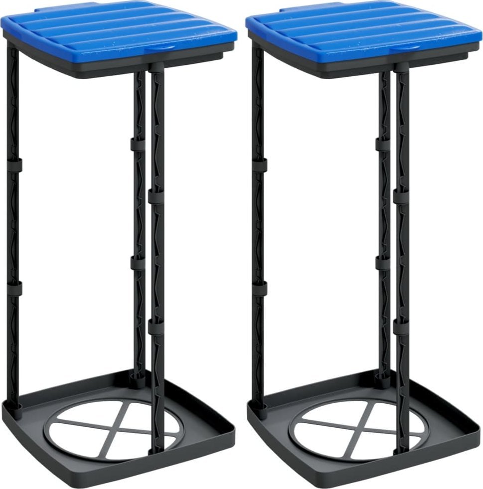 Stojaki na worki na śmieci, 2 szt., czarno-niebieskie, 60 L, PP