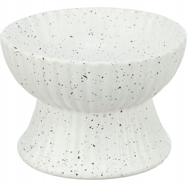 Miska podwyższona, dla kota, ceramika, biała, 0.2 l/13 cm