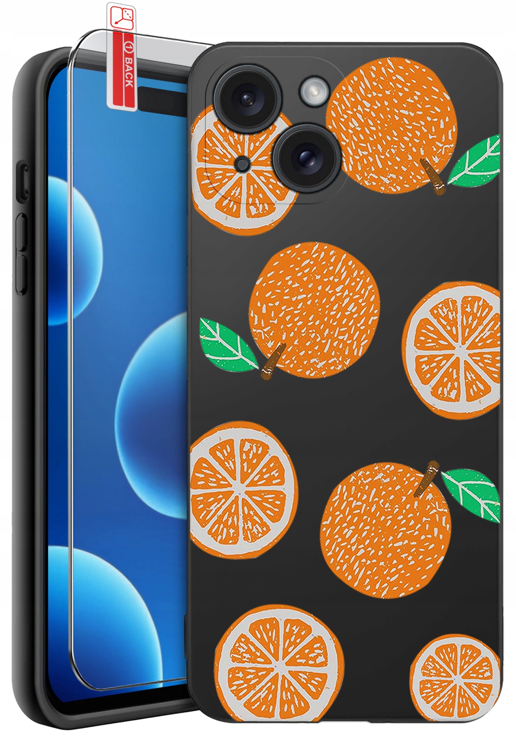 ETUI do iPhone 15 | WZORY | SILIKONOWE MATT CASE + SZKŁO 9H