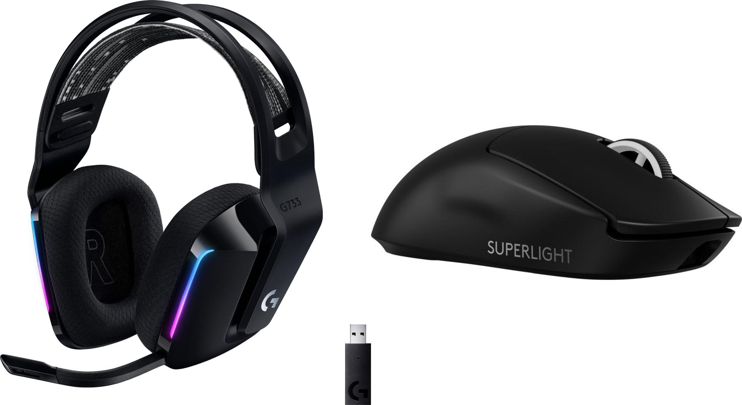 Słuchawki Logitech G733 Lightspeed Czarne (981-000864) + G PRO X SuperLight 2 (910-006630)