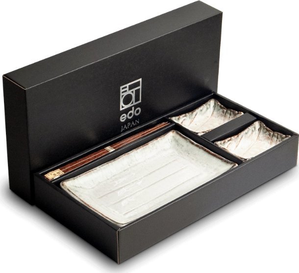 Edo Japan Zestaw do sushi Tsuno Kremowo-Szary, 6 elementów -