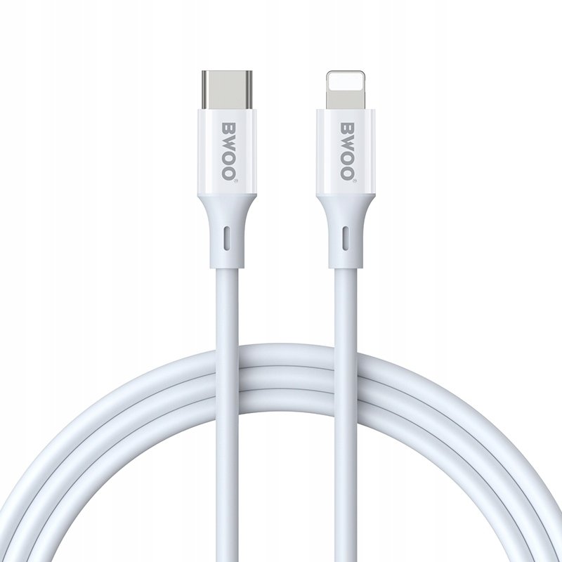 BWOO kabel USB-C - Lightning 2m 27W ABS + TPE biały