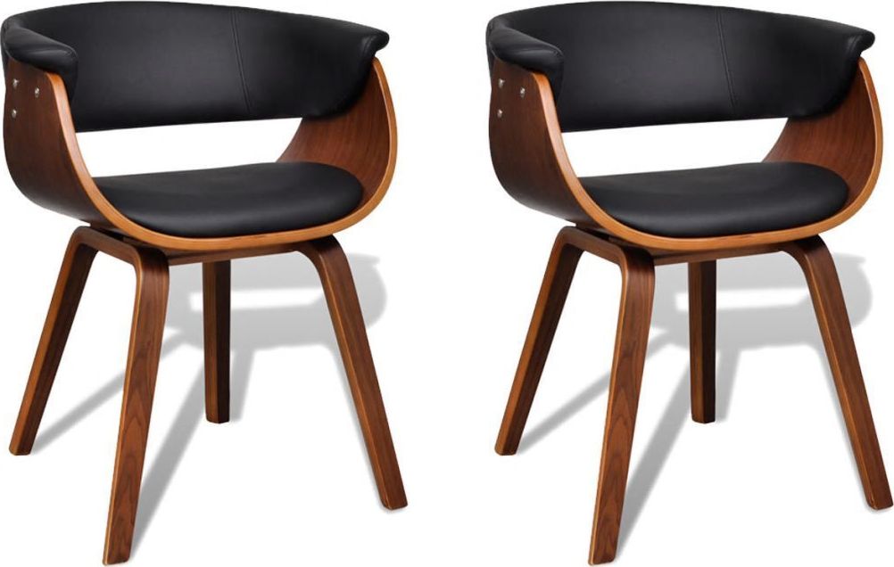 vidaXL Krzesła do jadalni, 2 szt., gięte drewno i sztuczna skóra