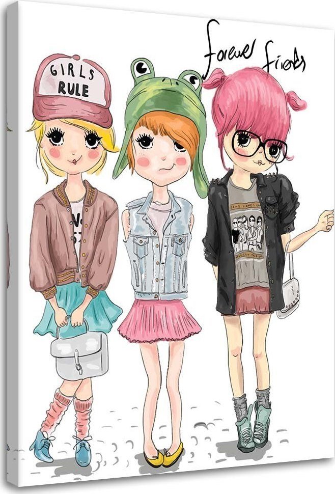 Feeby Obraz na płótnie, Przyjaciółki moda glamour - 60x90
