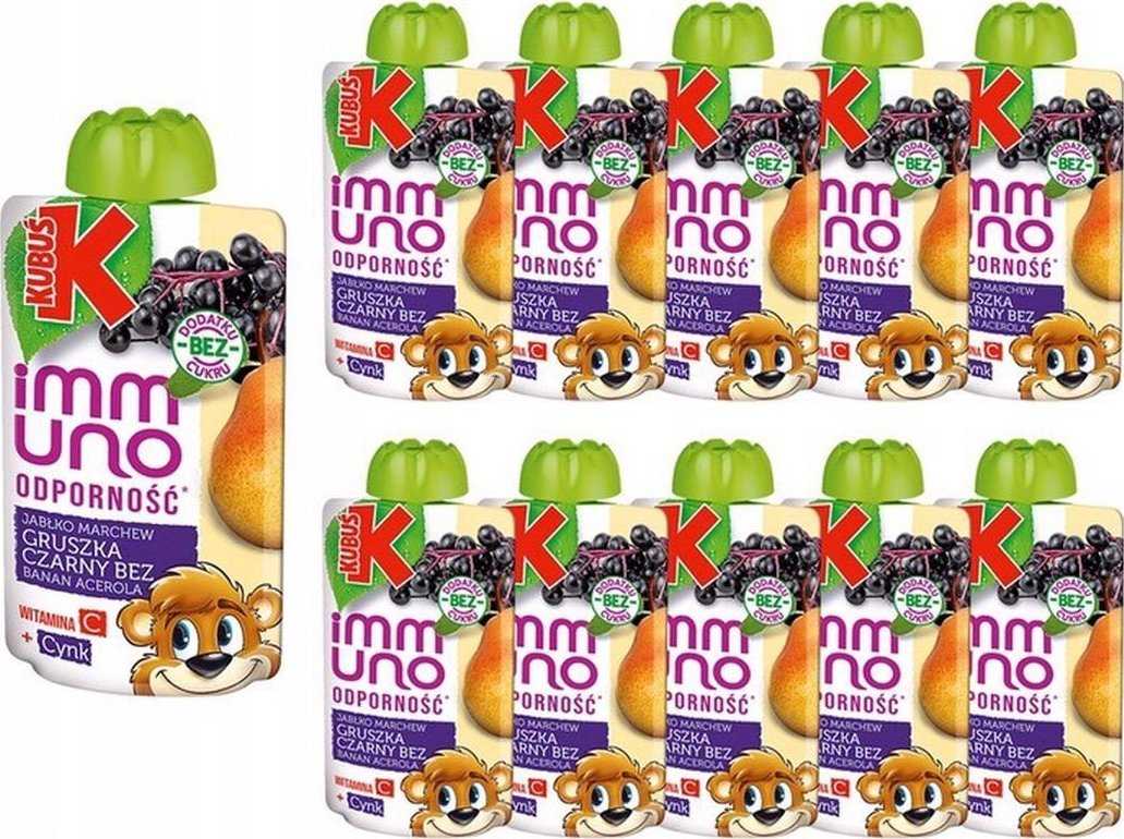 Kubuś KUBUŚ Immuno Odporność Mus Gruszka Czarny Bez 100g x 10 sztuk