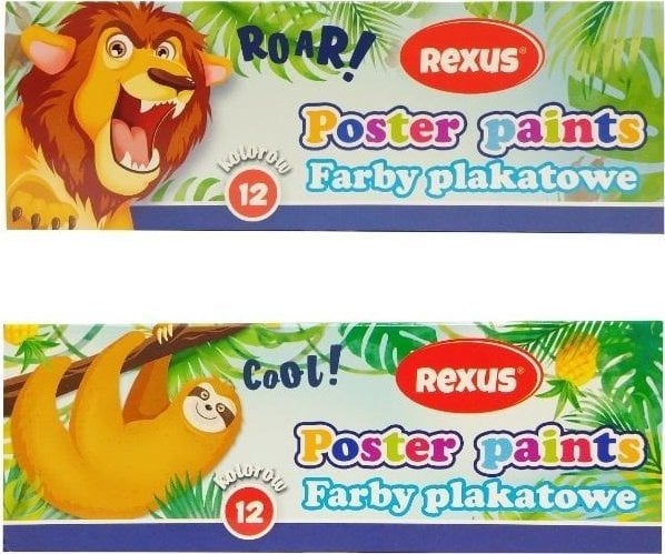 Farby plakatowe 12 kolorów 20ml Rexus