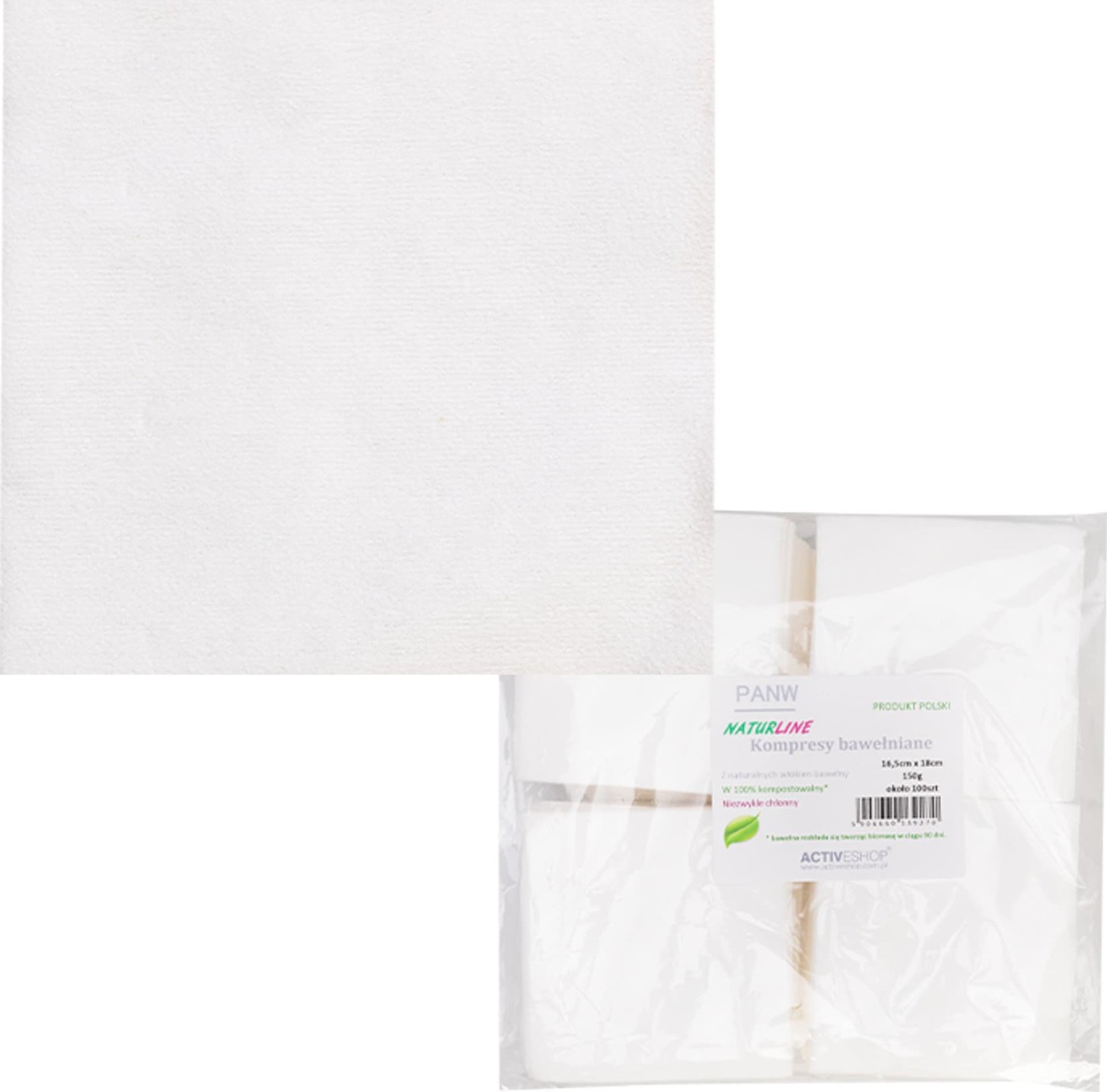 Activeshop Kompresy bawełniane Naturline 150 g 16,5 cm x18 cm