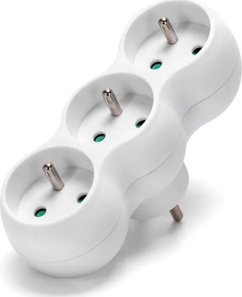 Aigostar Francuski adapter trójdrożny bez przełącznika 16A Biały Francuski adapter trójdrożny bez przełącznika 16A Biały