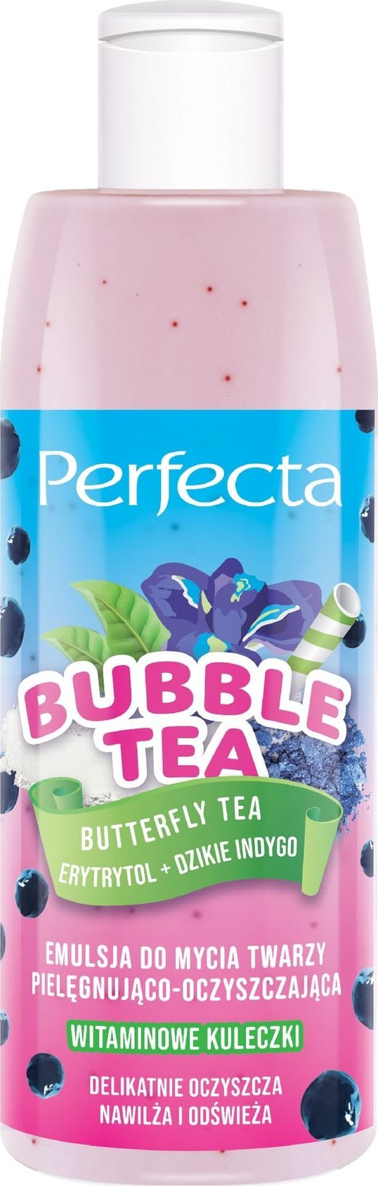 DAX PERFECTA Bubble Tea Emulsja do mycia twarzy pielęgnująco-oczyszczająca Butterfly Tea, Erytrytol + Dzikie Indygo 300 ml