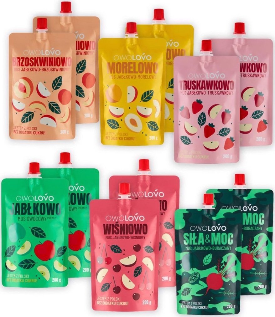 Owolovo Owolovo Mus Owocowy Mix 6 Smaków 200g x 12 sztuk
