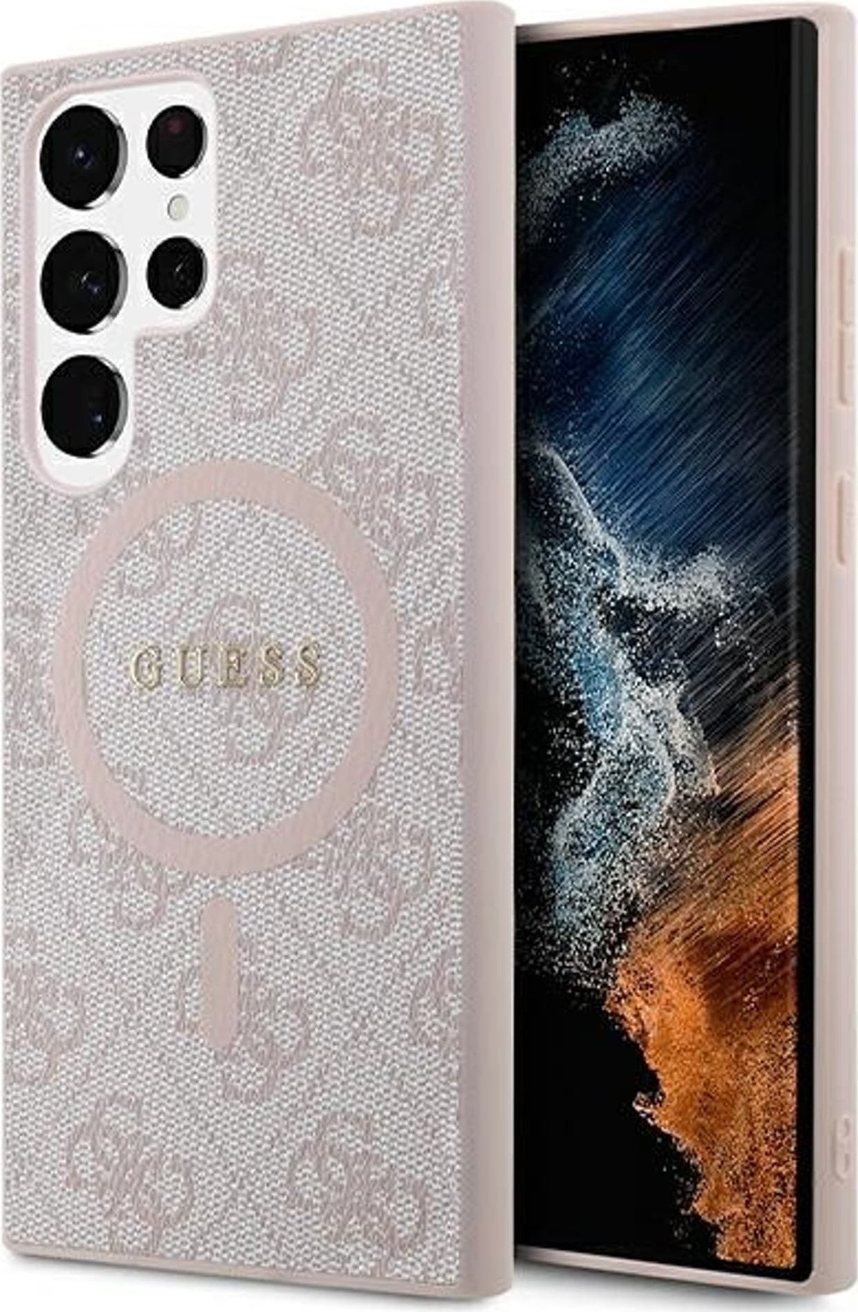 Guess GUHMS24LG4GFRP S24 Ultra S928 różowy/pink hardcase 4G Collection Leather Metal Logo MagSafe