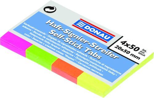 Donau Karteczki znaczniki neonowe 20x50mm, 4kol.x50szt. (14K088X)