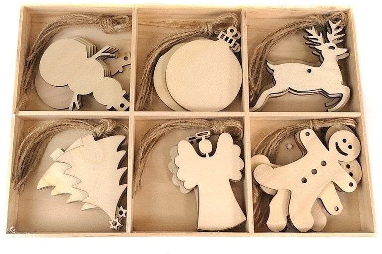 Zestaw zawieszek świątecznych drewniane 30szt