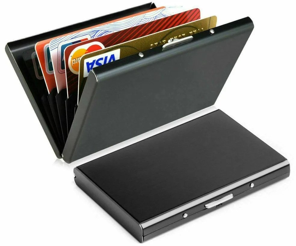 ETUI NA KARTY Metalowe PORTFEL NA KARTY z BLOKADĄ RFID CARD HOLDER Czarny