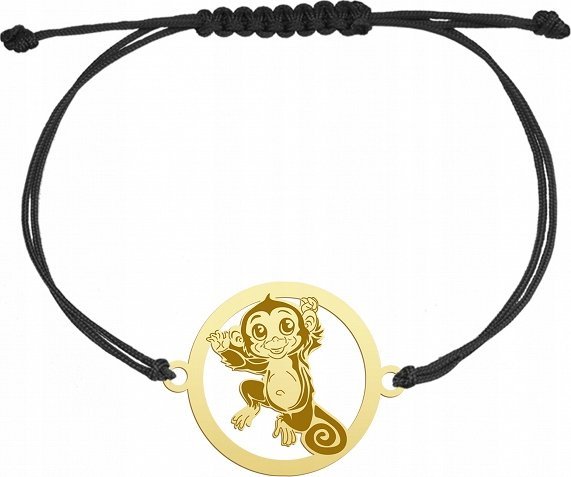 Radziszewska Jewellery Złota Bransoletka Małpka Małpa Sznurek 925 Dedykacja Biżuteria Prezent