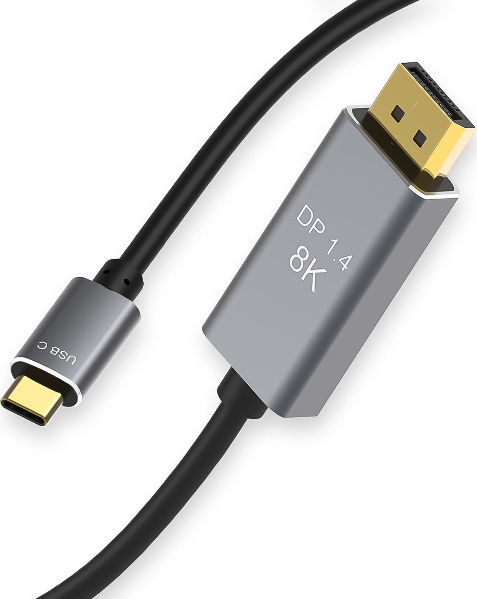 Kabel USB Reagle USB-C - DisplayPort 1.8 m Czarno-srebrny