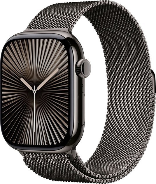 Smartwatch Apple Watch 10 GPS + Cellular 46mm Slate Titanium Milanese Loop S/M Czarny (MC7R4QF/A)