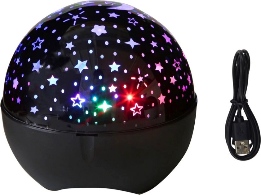 LeanToys Projektor Gwiazd Lampka Nocna Głośnik 2w1 Czarny