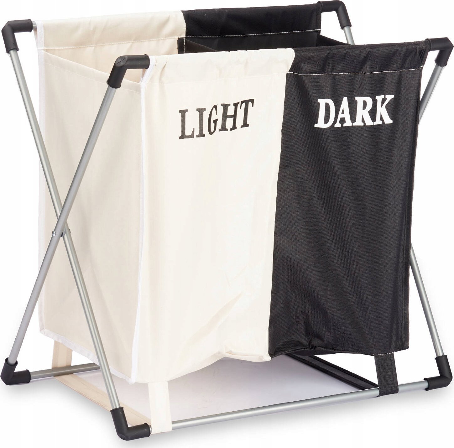 Kipit Składany kosz na pranie: dwie komory: czarne, białe, 56 x 60 x 34 cm