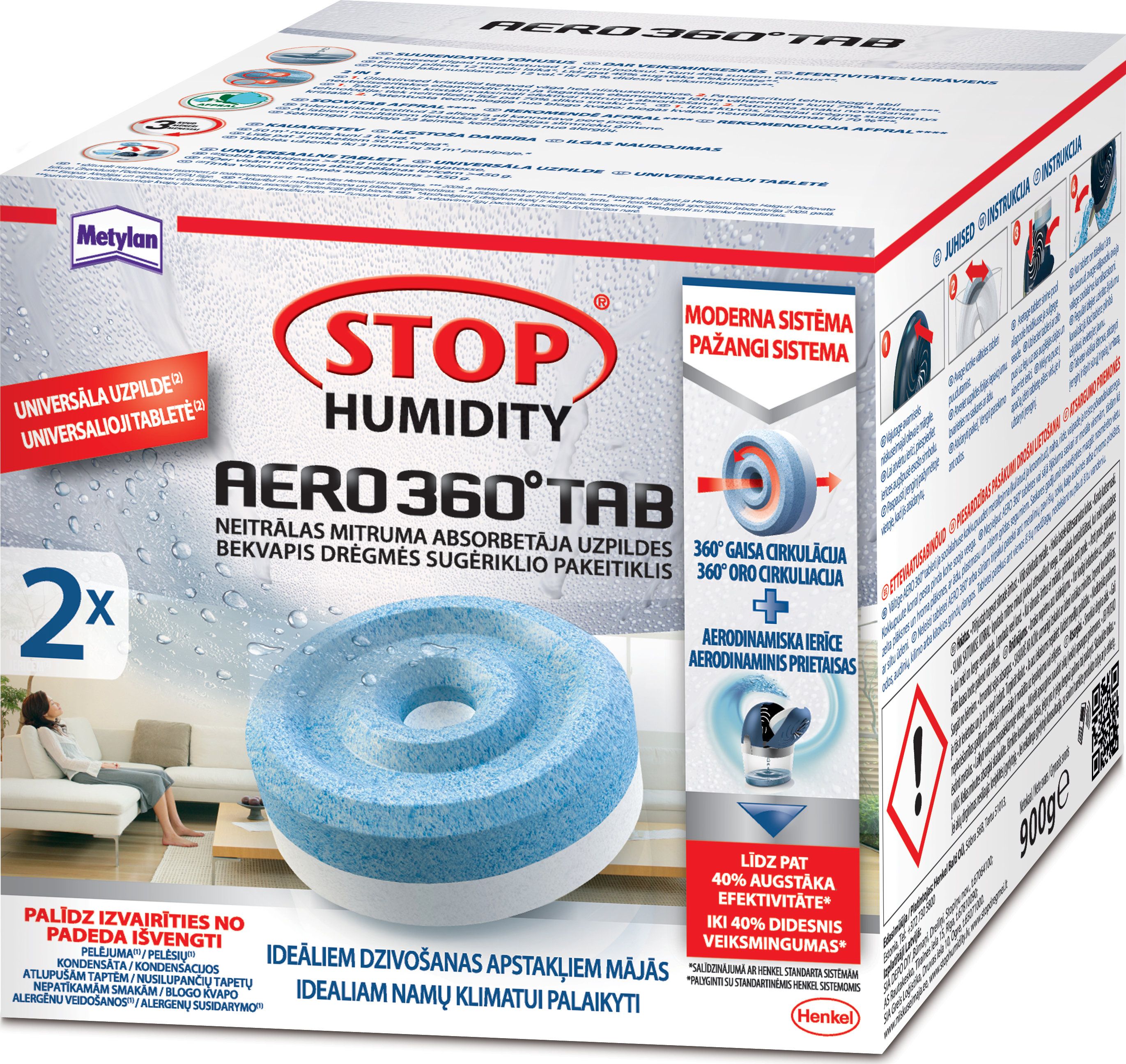 Henkel Wkłady osuszające w tabletkach Aero 360 2x450g