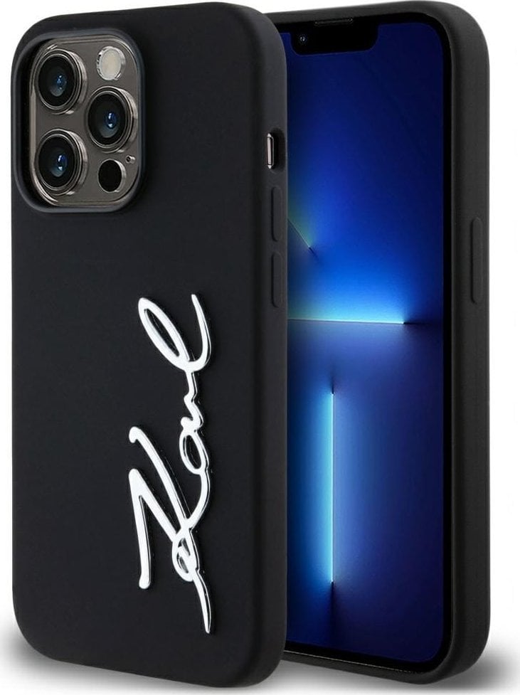 Etui Karl Lagerfeld Silicone Metal Script Logo do iPhone 14 Pro czarny