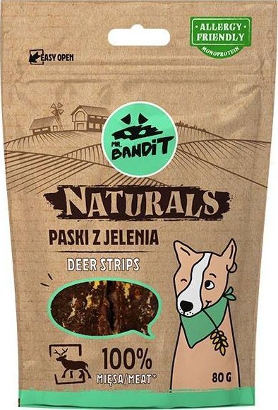 MR. Bandit MR. BANDIT NATURALS -paski z jelenia 100% mięsa 80 g
