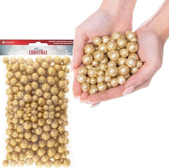 Springos Kulki styropianowe 20g brokatowe do dekoracji stroików choinek złoty UNIWERSALNY