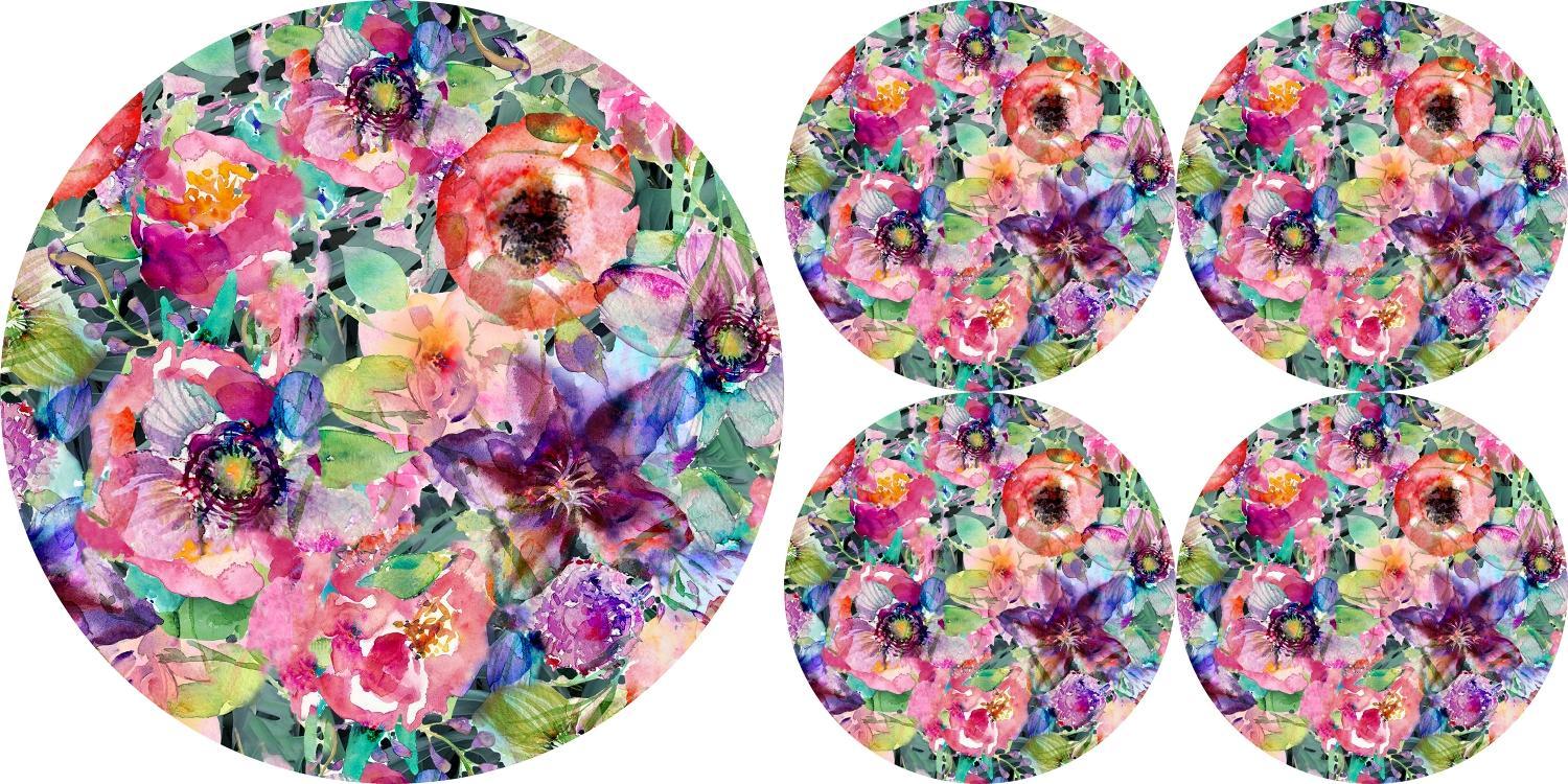 Bertoni-arco Zestaw podkładek na stół okrągłych 1+4 - FLORA