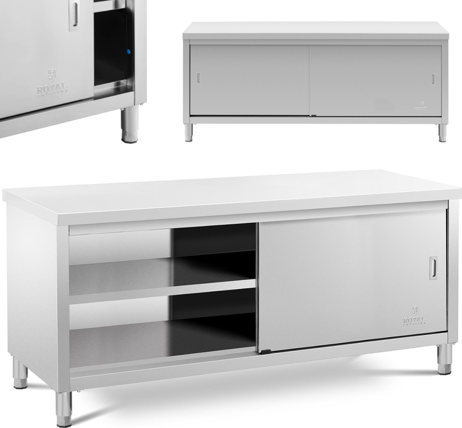 Royal Catering Szafka stojąca nierdzewna gastronomiczna drzwiczki suwane 200x70cm Szafka stojąca nierdzewna gastronomiczna drzwiczki suwane 200x70cm