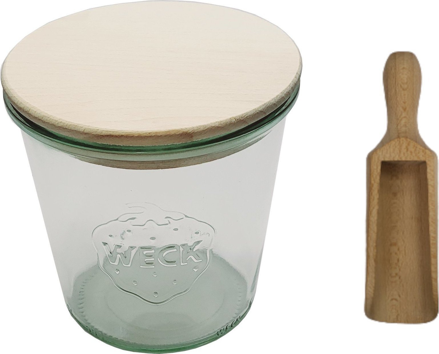 Wamar-Sosenka Zestaw Słoików WECK Pojemność 160 ml średnica 60mm 6 sztuk + Drewniane wieka, miarka