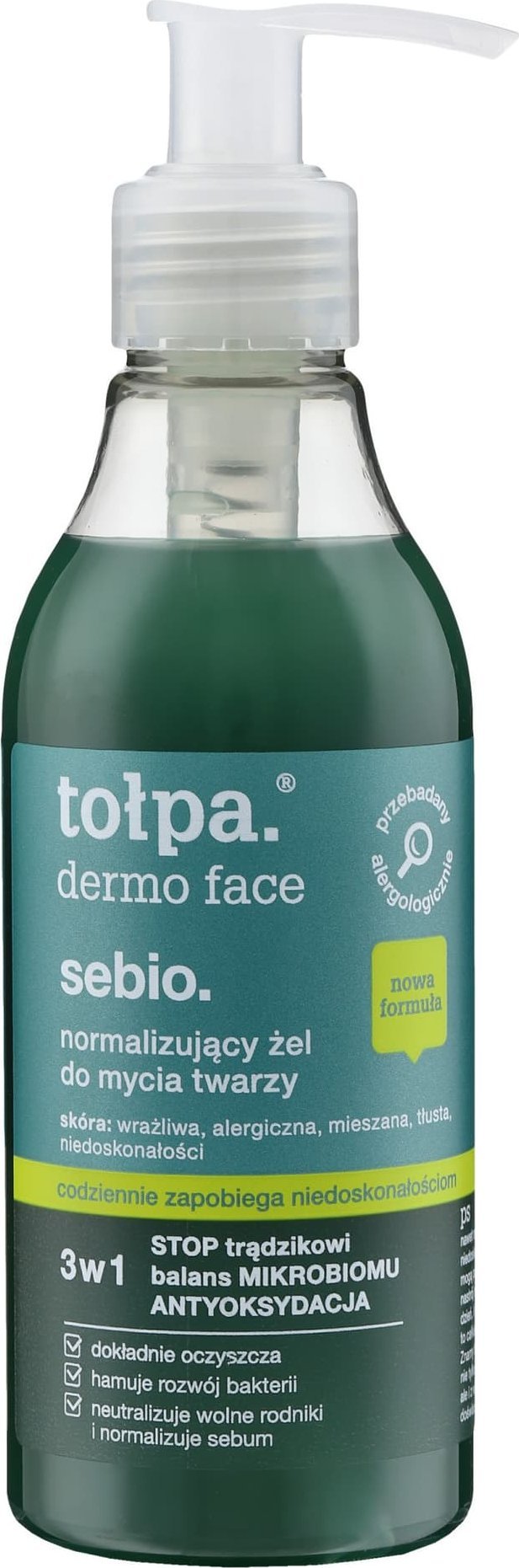 TOLPA TOŁPA Dermo Face Sebio Normalizujący Żel do mycia twarzy 3w1 195 ml