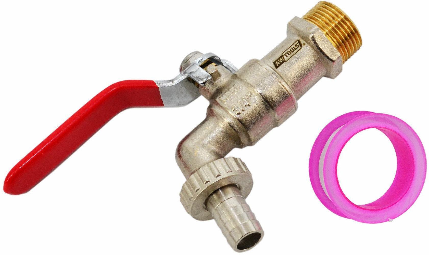 AWTOOLS KRAN OGRODOWY MOSIĄDZ NIKLOWANY 1/2" GWINT ZEWNĘTRZNY 3/4"