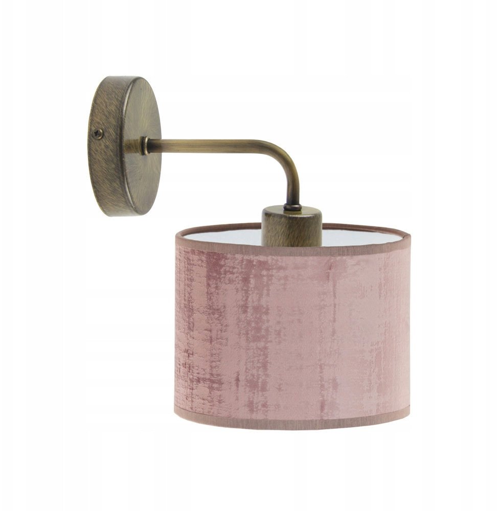 Elegancki kinkiet do salonu AURORA WELUR nowoczesna lampa ścienna brudny róż/chrom/welur E27