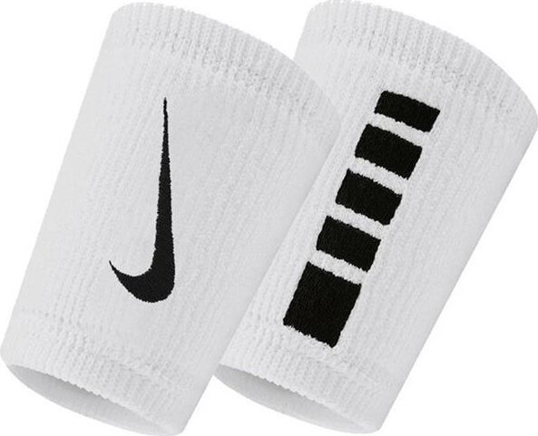 Nike Frotki na nadgarstek Nike Elite Doublewide Wristbans 2 szt. biało-czarne N1006700101OS