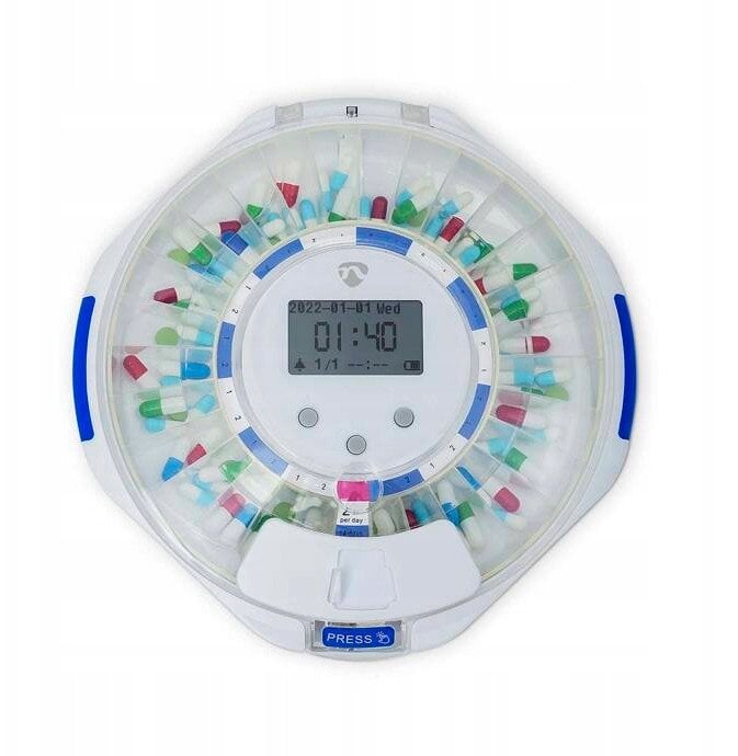 Dyspenser na tabletki Nedis SmartLife 28 przegródek, 9 przypomnień Biały