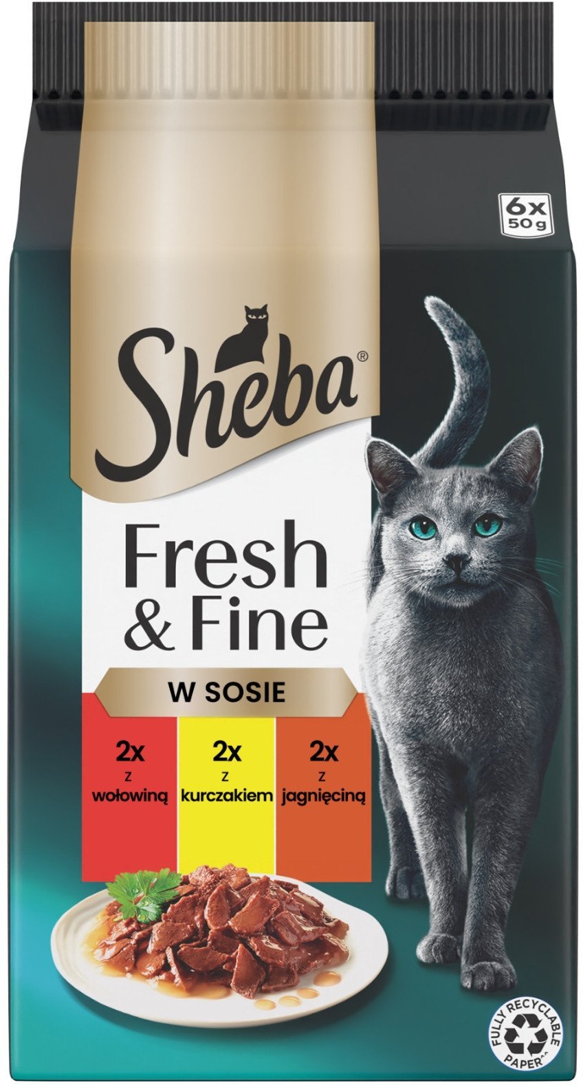 SHEBA Fresh & Fine mięsne dania w sosie - mokra karma dla kota - 6x50 g