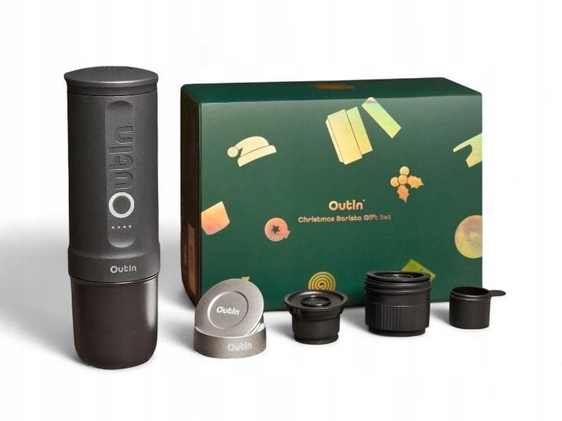 Outin Nano Xmas pack, Espresso Machine Bundle with Basket Plus, model OTEM-01, color Space Gray